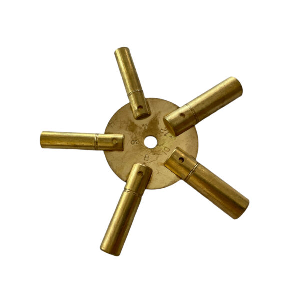 Universal brass key for clocks 5 different sizes 4-6-8-10-12