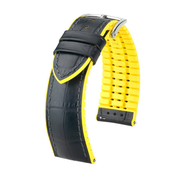 Hirsch watch leather strap Andy L yellow 20mm alligator embossing 0927228050-2-20