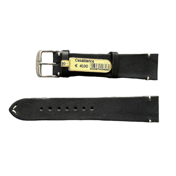 Casablanca genuine black leather watch strap with stitch 20 mm