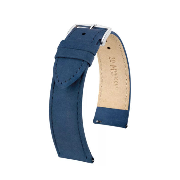 Hirsch Osiris Nubuk blue watch strap 20/18 mm 03433180-2-20