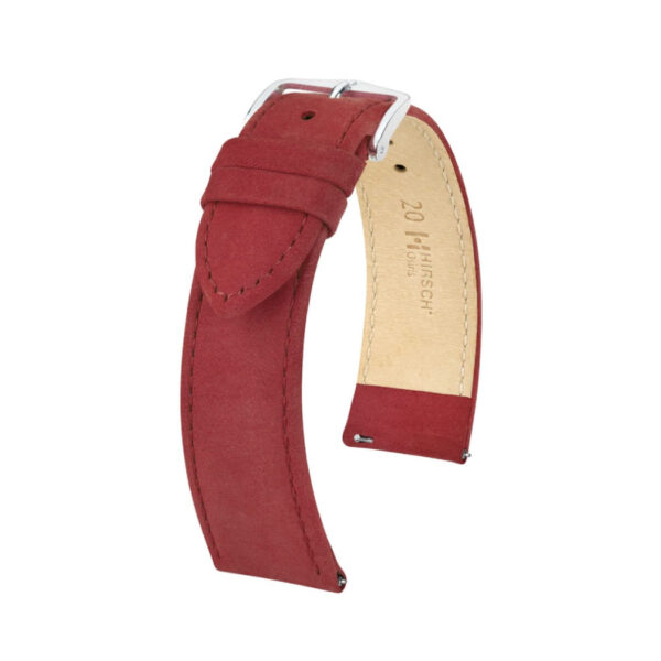 Hirsch Osiris Nubuk red watch strap 20/18 mm 03433061-2-20