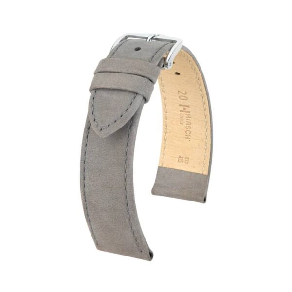 Hirsch Osiris Nubuk grey calf leather watch strap 20 mm  03433130-2-20