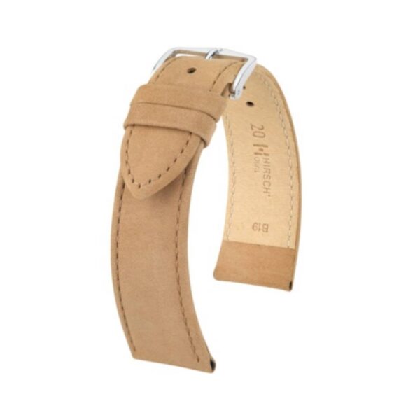 Hirsch Osiris Nubuk Beige calf leather watch strap 20 mm 03433190-2-20