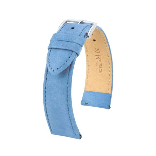 Hirsch Osiris Nubuk light blue calf leather watch strap 20 mm 03433183-2-20