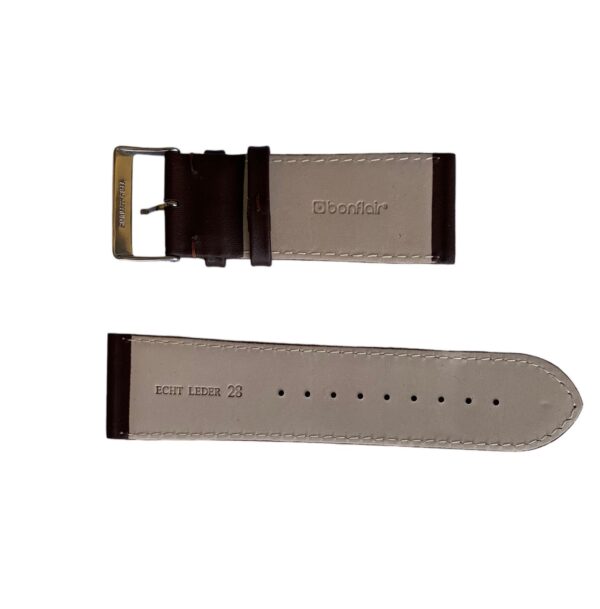 Brown leather smooth strap with stitch for watch 28mm - Image 2