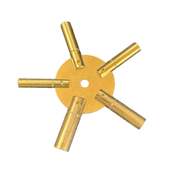 Universal brass key for clocks 5 different sizes 2-4-6-8-10