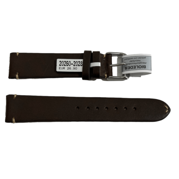 Mokka dark brown strap with stitch 20 mm