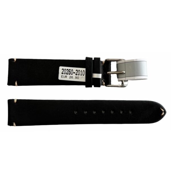 Mokka black leather strap with stitch 20 mm