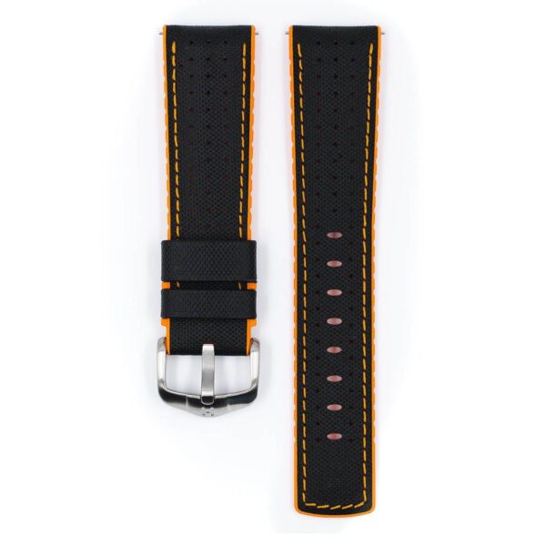 Hirsch Robby L black and orange calf leather watch strap 22 mm 0917694050-4-22 - Image 3