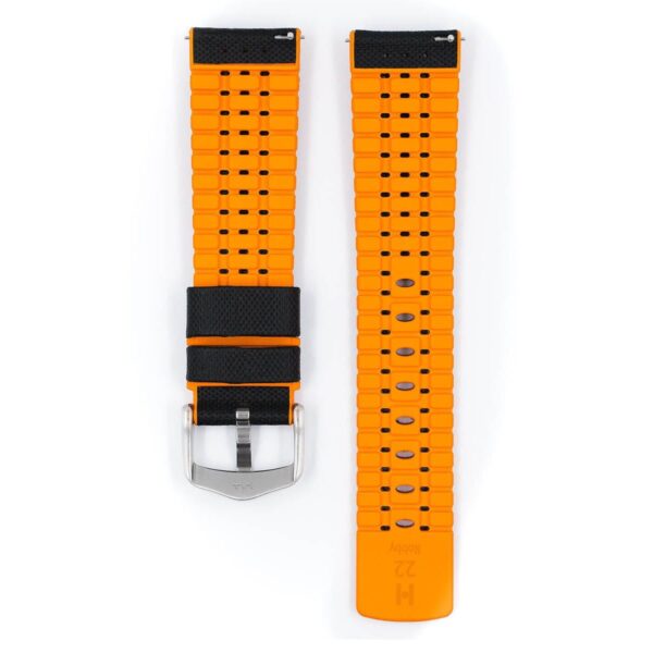 Hirsch Robby L black and orange calf leather watch strap 22 mm 0917694050-4-22 - Image 2