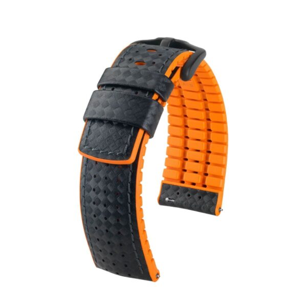 Hirsch Ayrton L black and orange calf leather watch strap 22 mm 0917692050-5-22