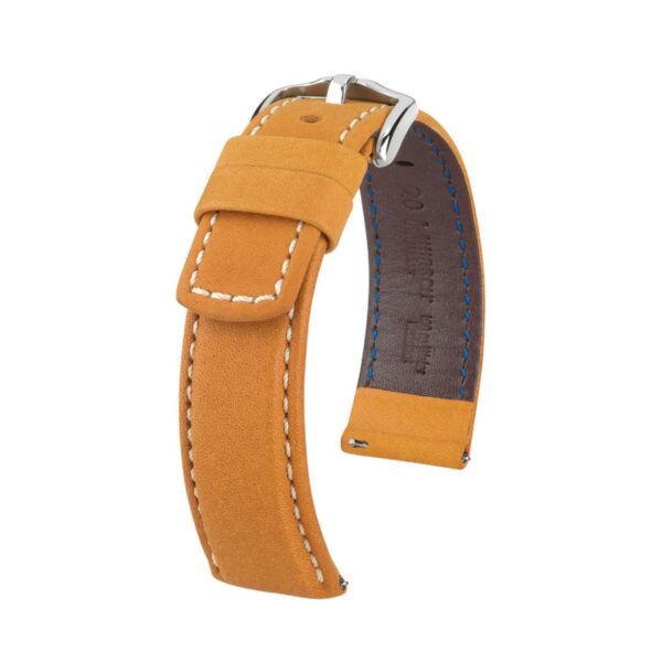 Hirsch Mariner L gold brown calf leather watch strap 20 mm 14502170-2-20