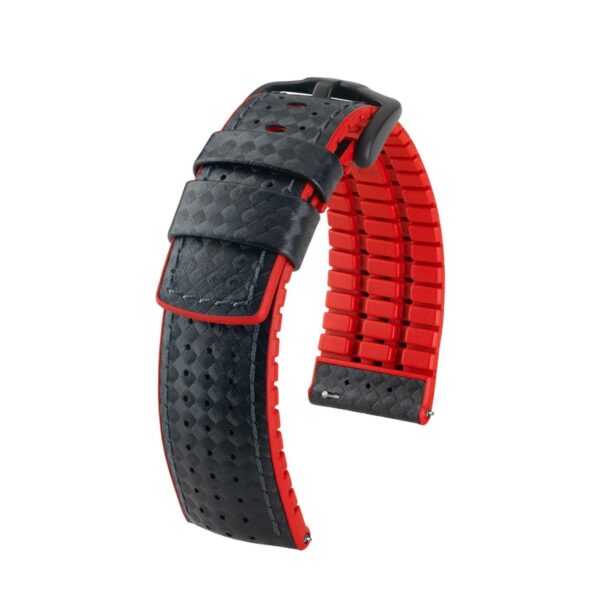 Hirsch Ayrton L black and red calf leather watch strap 20 mm 0912094050-5-20