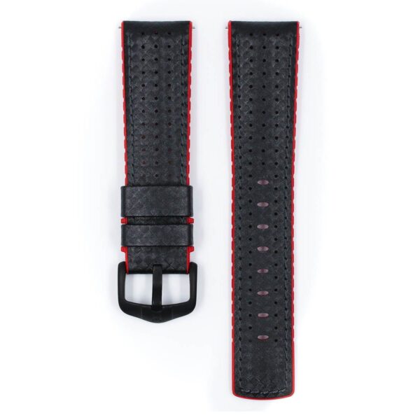 Hirsch Ayrton L black and red calf leather watch strap 20 mm 0912094050-5-20 - Image 2