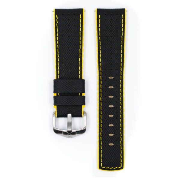 Hirsch Robby L black and yellow calf leather watch strap 22 mm 0917294050-4-22 - Image 3