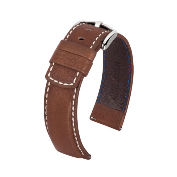 Hirsch Mariner L brown calf leather watch strap 20 mm 14502110-2-20