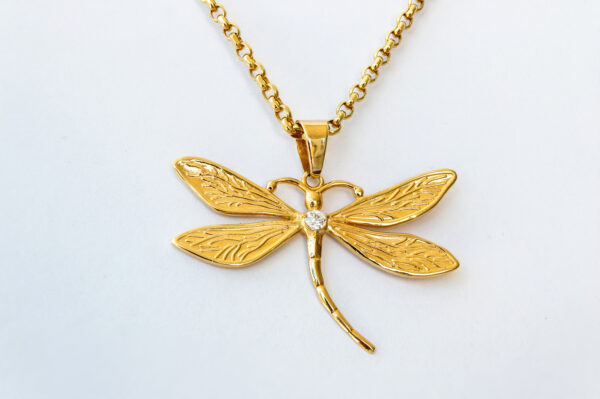 Charme Dragonfly Pendant 14k Solid Gold with necklace jewelry for ladies - Image 3