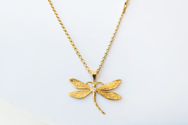 Charme Dragonfly Pendant 14k Solid Gold with necklace jewelry for ladies