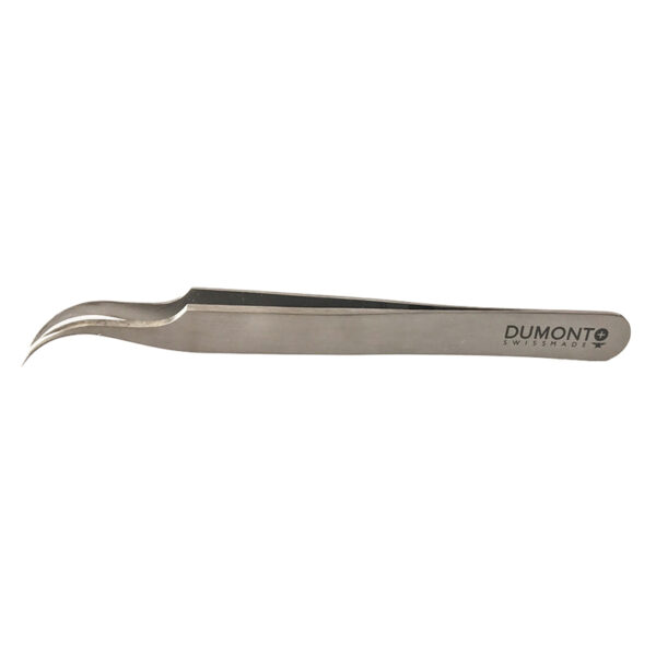 Dumont #7 tweezers in carbon steel fine, curved points 115mm