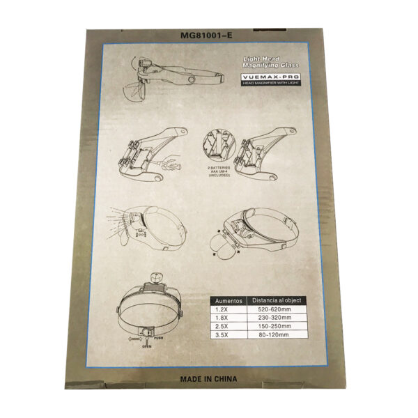 Bergeon 7826 binocular magnifier with adjustable visor 1.0x 1.5x 2.0x 2.5x 3.5x - Image 2