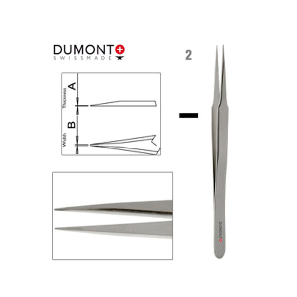 Dumont Dumoxel #2 Tweezers Antimagnetic Steel 120mm Swiss Watchmaker Tool