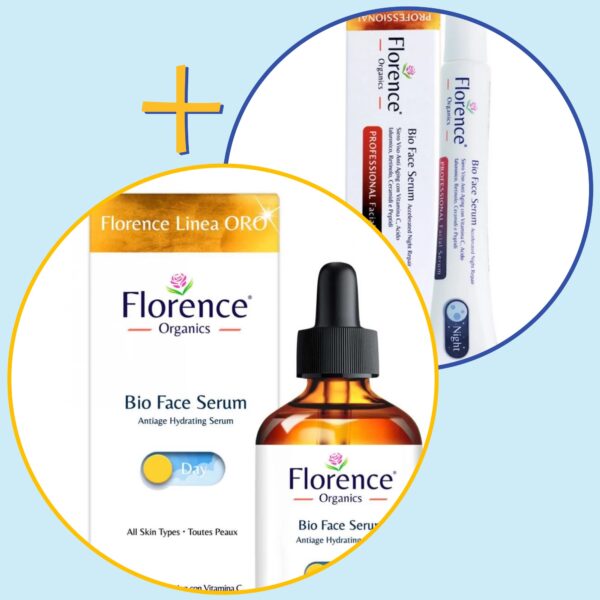 2 PACK Organic Day and Night Vitamin C & Hyaluronic Acid Serum for Face, Neck and Eye contour 30 ml. Florence Organics - Image 2