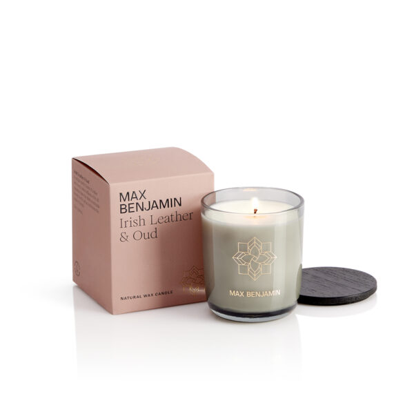 Irish leather and oud Luxury Natural Candle Max Benjamin