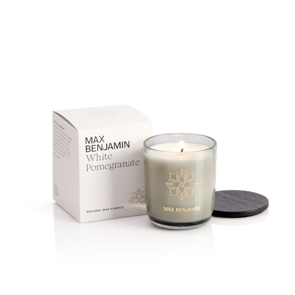 White Pomegranate Luxury Natural Candle Max Benjamin